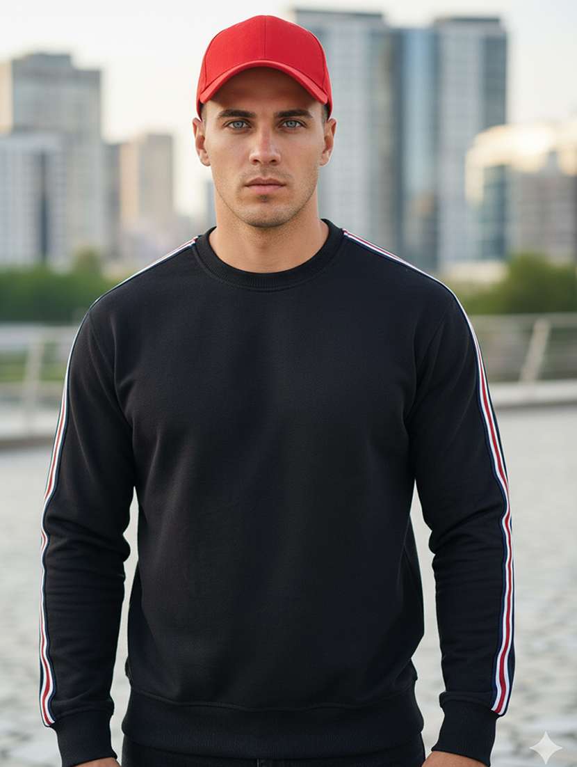 men taped long sleeve regular fit sweatshirt