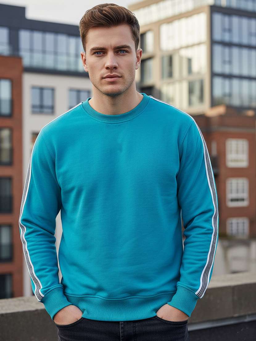 men taped long sleeve regular fit sweatshirt - 22101727 -  Zoom Image - 0