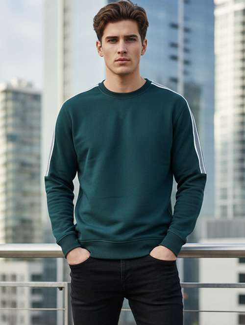 men taped long sleeve regular fit sweatshirt - 22101728 -  Standard Image - 0