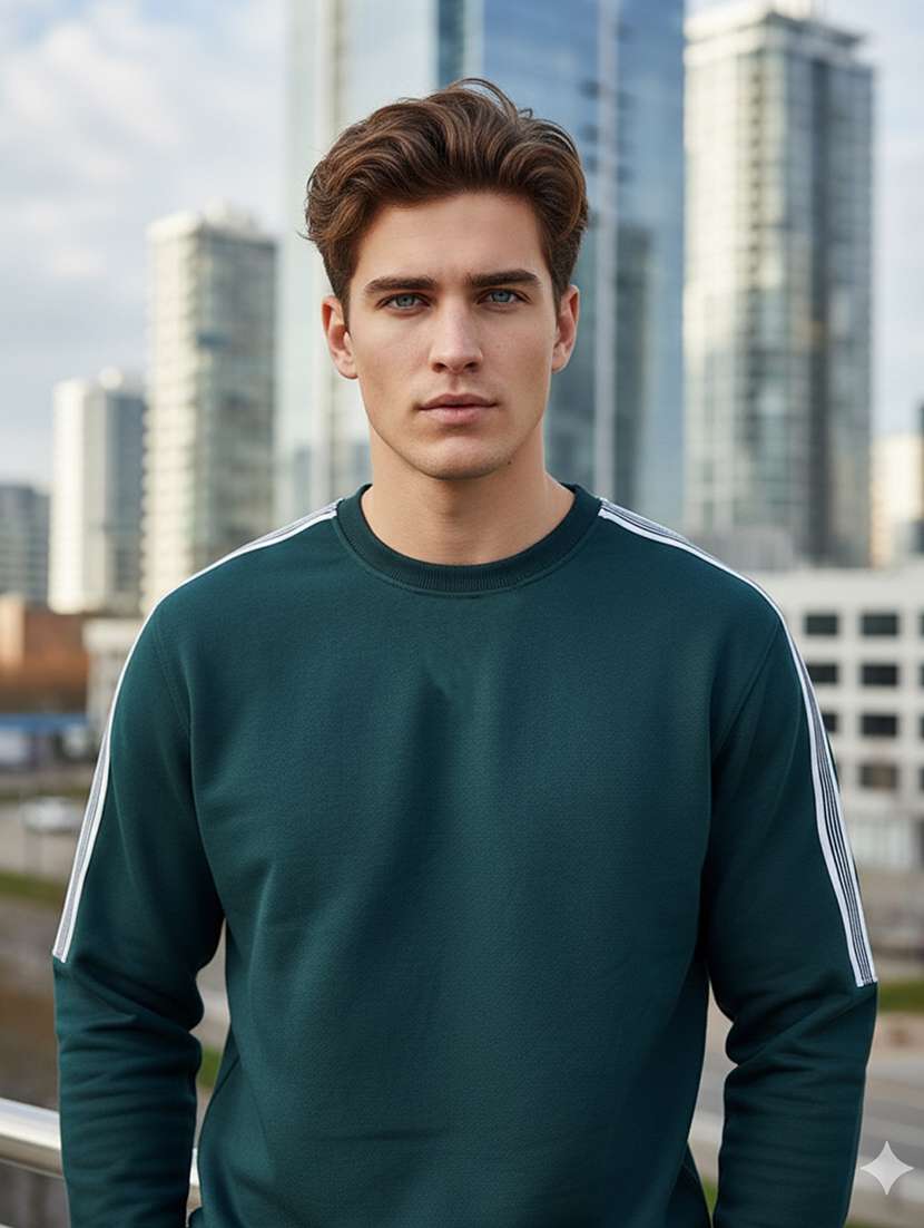 men taped long sleeve regular fit sweatshirt - 22101728 -  Standard Image - 3