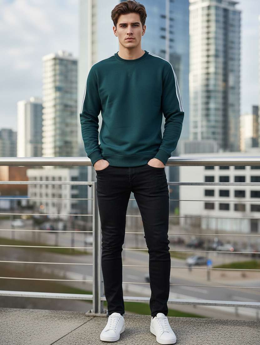 men taped long sleeve regular fit sweatshirt - 22101728 -  Standard Image - 5