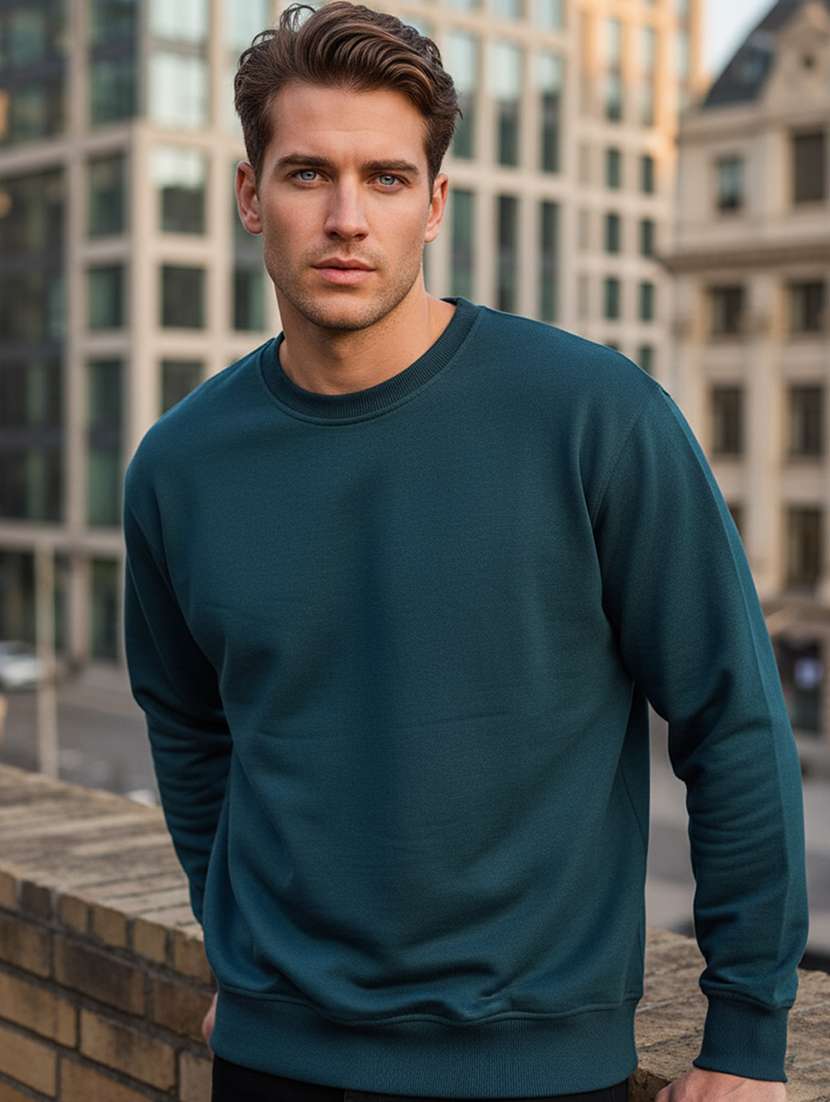 men solid long sleeve regular fit sweatshirt