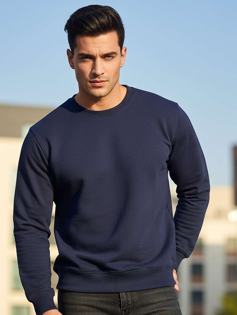 men solid long sleeve regular fit sweatshirt