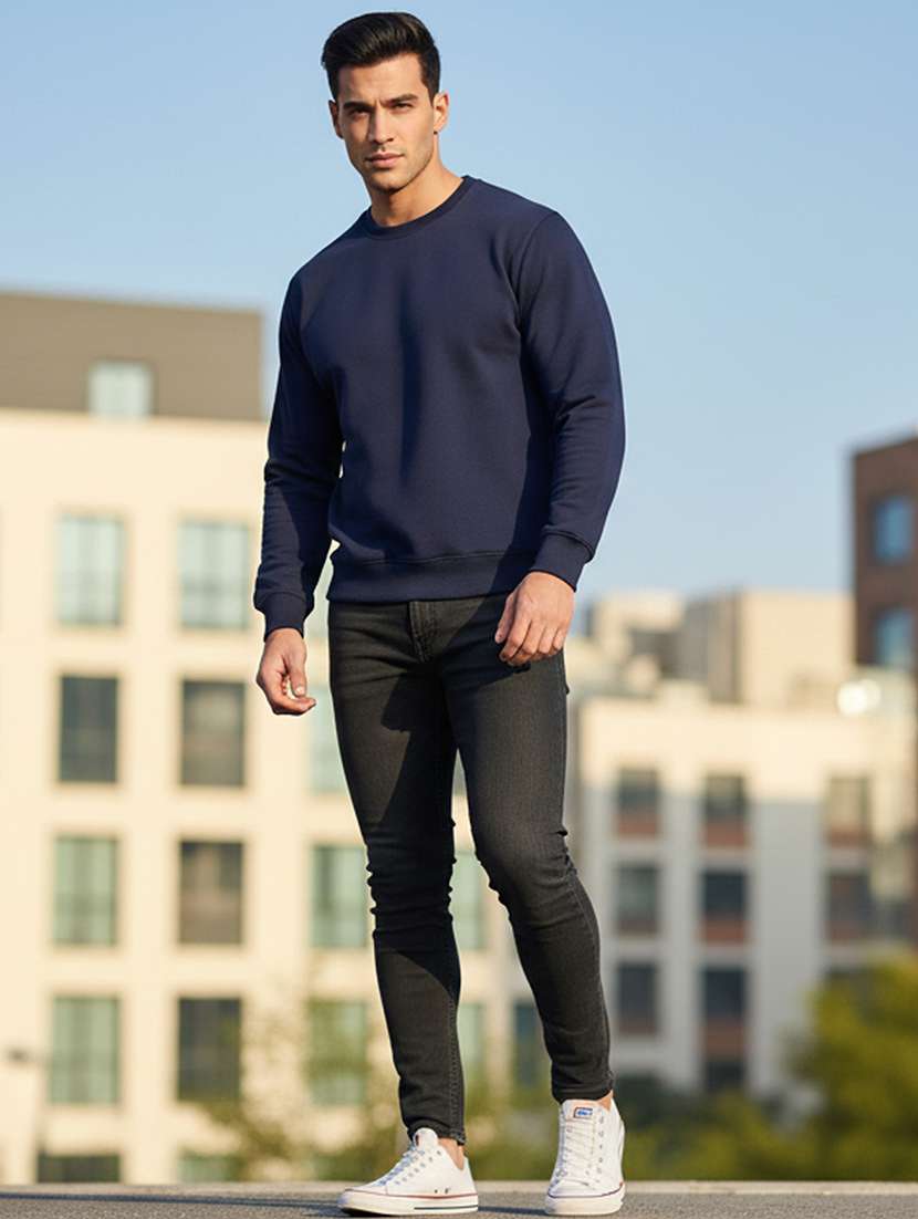 men solid long sleeve regular fit sweatshirt - 22101731 -  Standard Image - 3