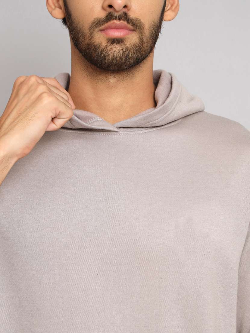 men solid long sleeve regular fit hooded sweatshirt - 22101740 -  Standard Image - 3