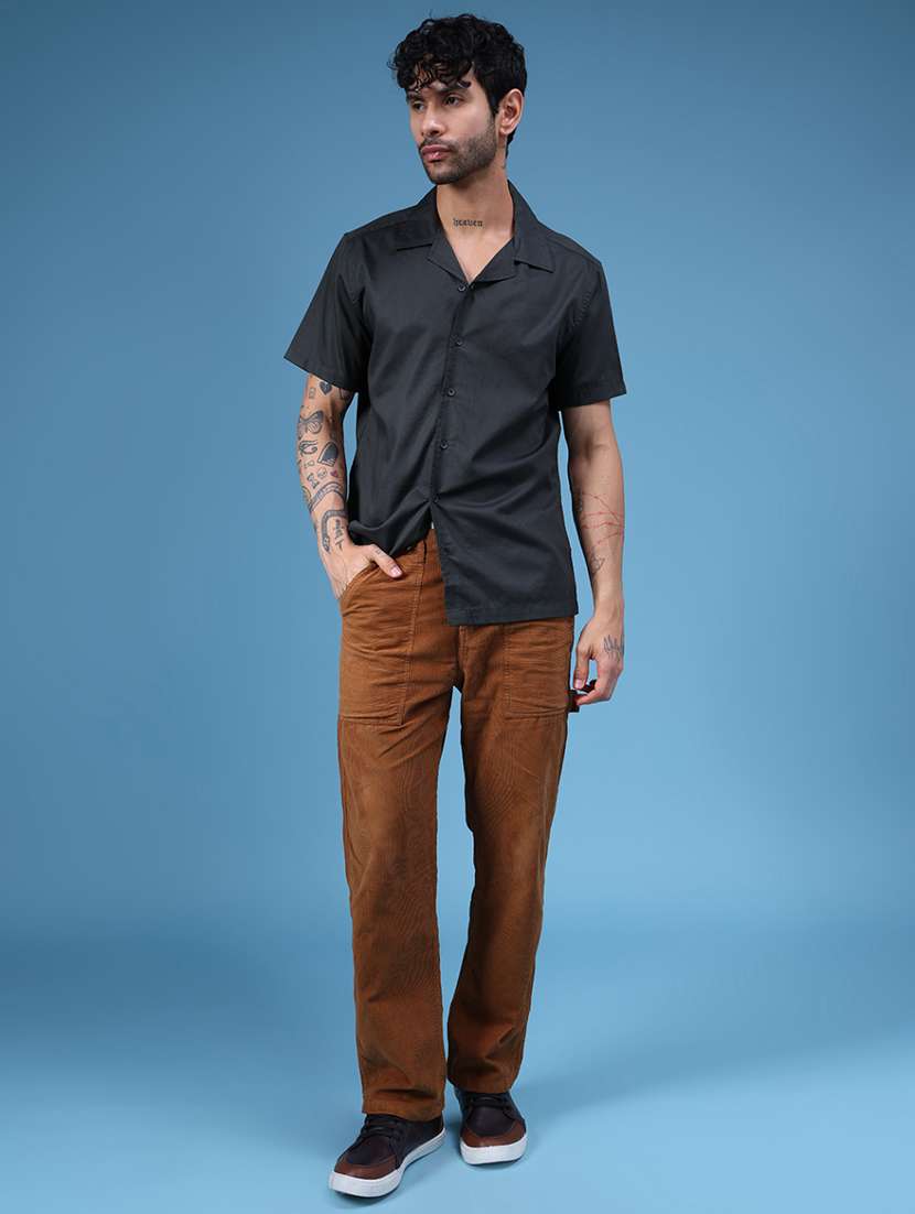 men solid short sleeve regular fit casual shirt - 22101757 -  Standard Image - 5