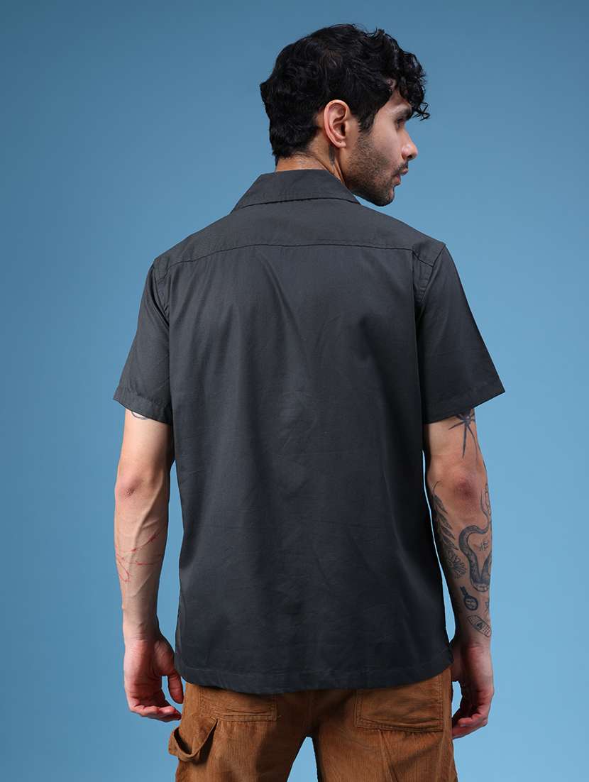 men solid short sleeve regular fit casual shirt - 22101760 -  Standard Image - 3