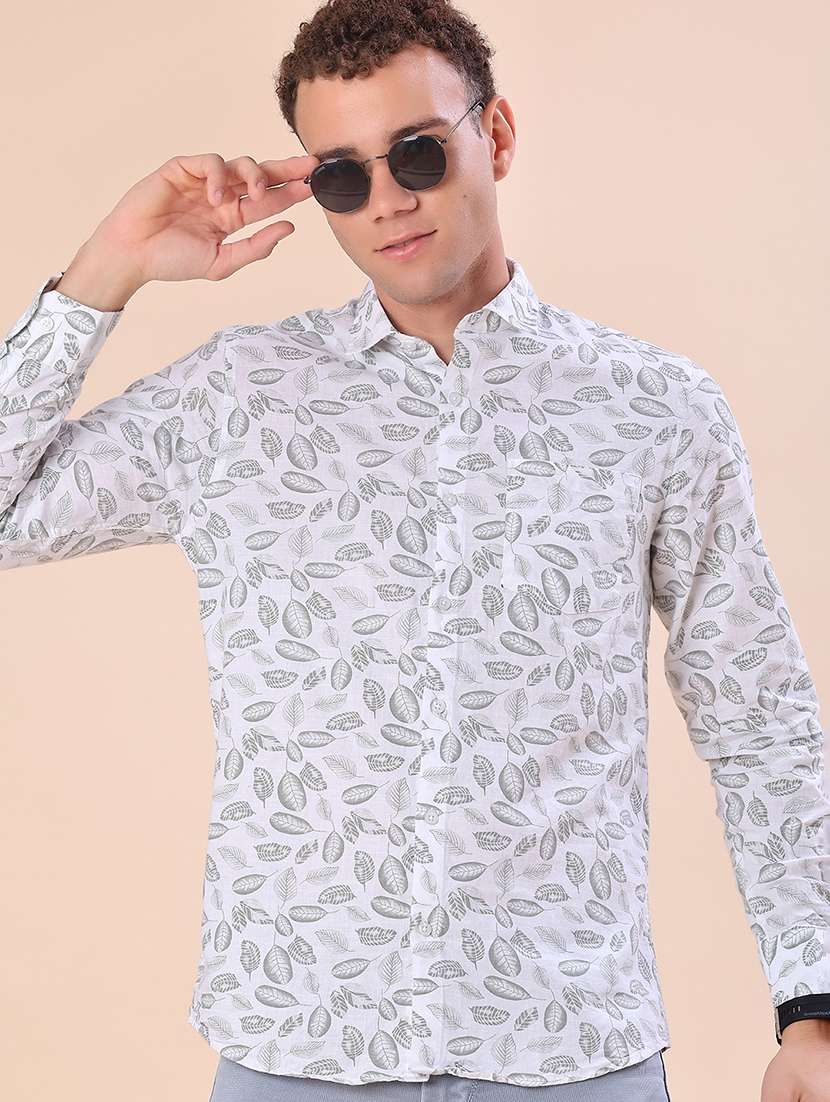 men printed long sleeve regular fit casual shirt
