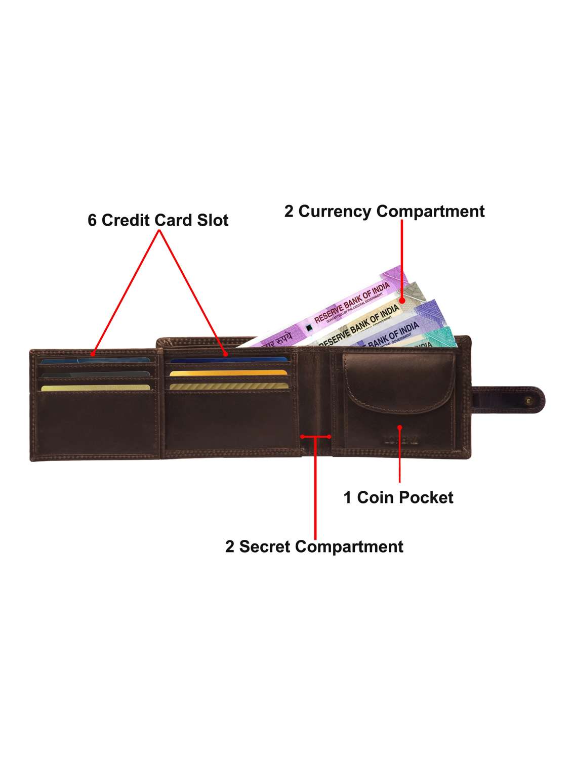 men's brown leather wallet with button closure - 22101782 -  Standard Image - 3