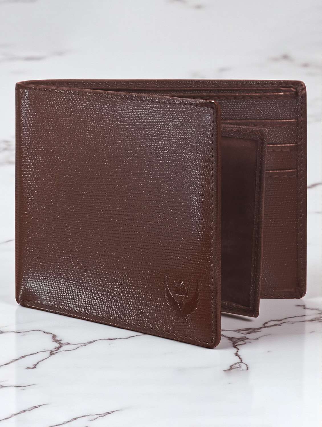 men's brown leather bi-fold card slots wallet