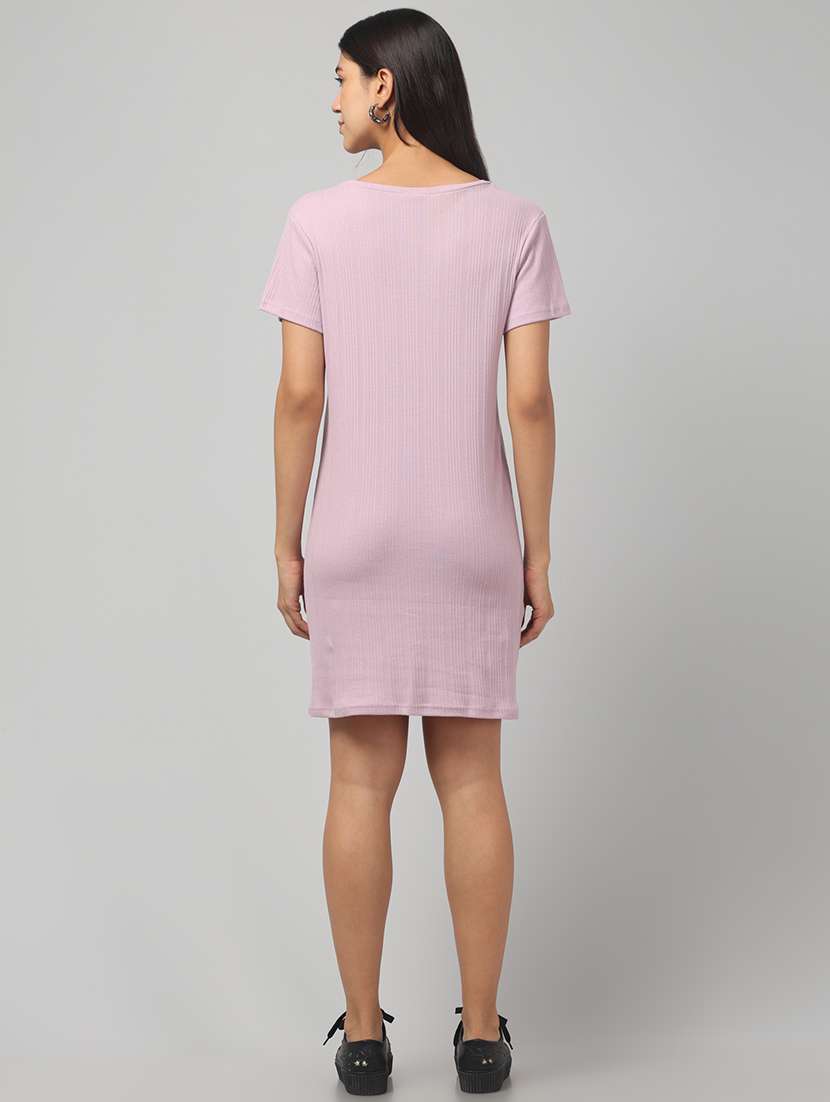 women solid short sleeve t-shirt dress - 22101789 -  Standard Image - 3