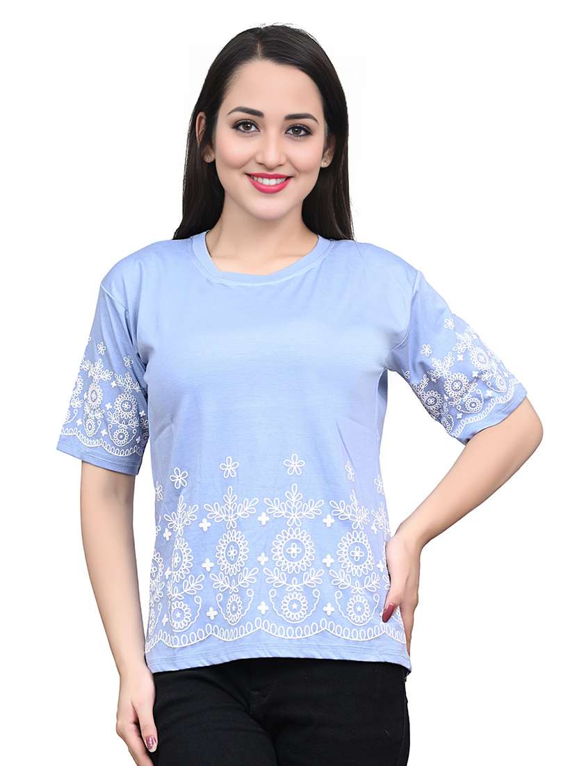 women embroidered short sleeve top