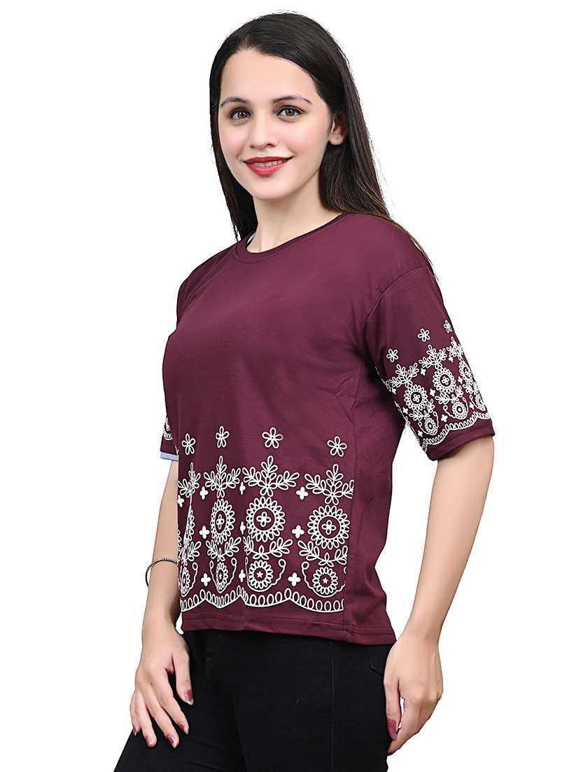 women embroidered short sleeve top - 22101800 -  Standard Image - 3
