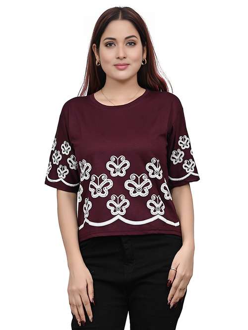 women embroidered short sleeve top - 22101804 -  Standard Image - 0