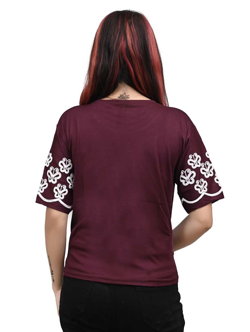 women embroidered short sleeve top - 22101804 -  Standard Image - 3