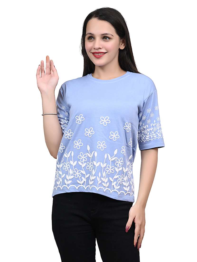 women embroidered short sleeve top