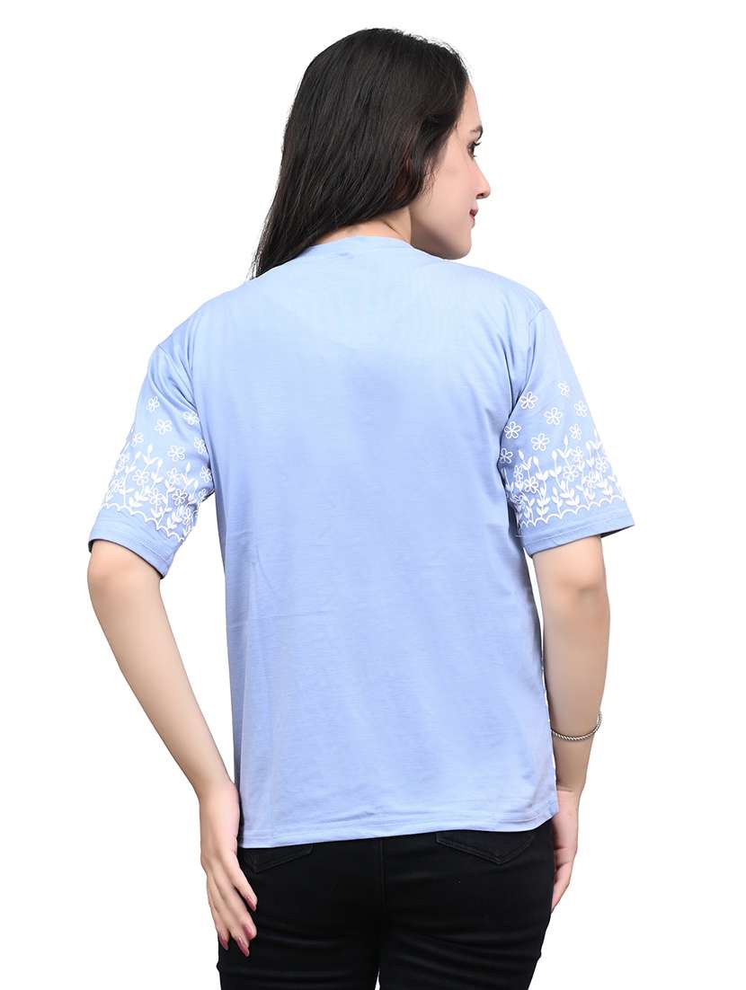 women embroidered short sleeve top - 22101806 - Standard Image - 3
