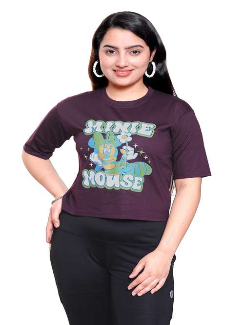 women printed short sleeve regular fit crop t-shirt - 22101812 - Standard Image - 0