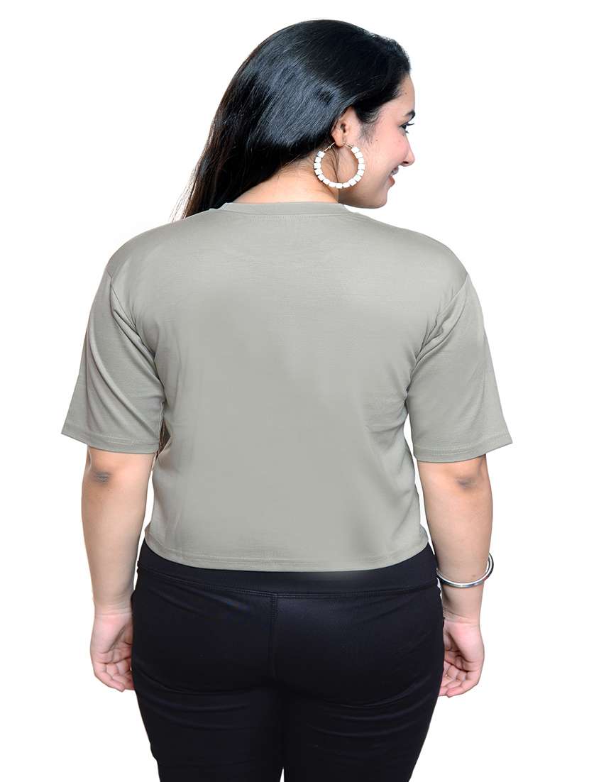 women printed short sleeve regular fit crop t-shirt - 22101813 - Standard Image - 3