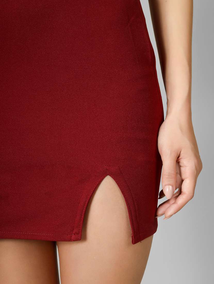 women pack of 2 solid high rise bodycon skirt - 22101833 - Standard Image - 5