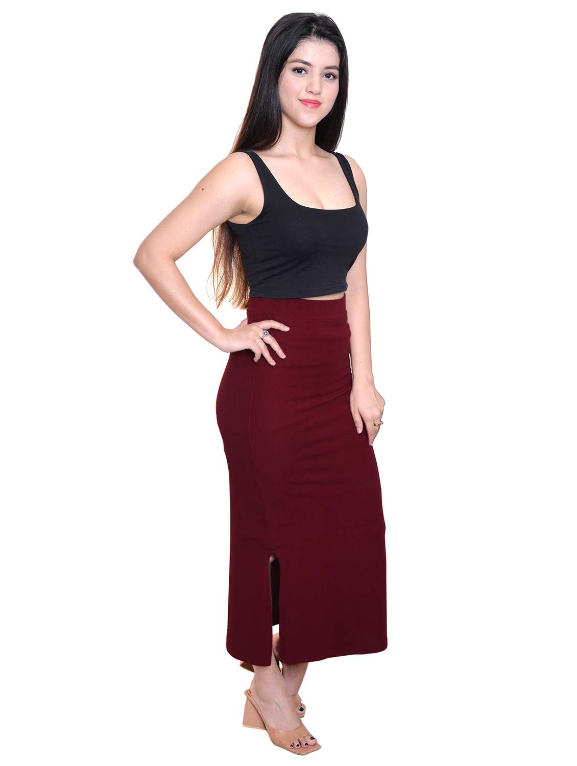 women solid high rise pencil skirt - 22101834 -  Standard Image - 3