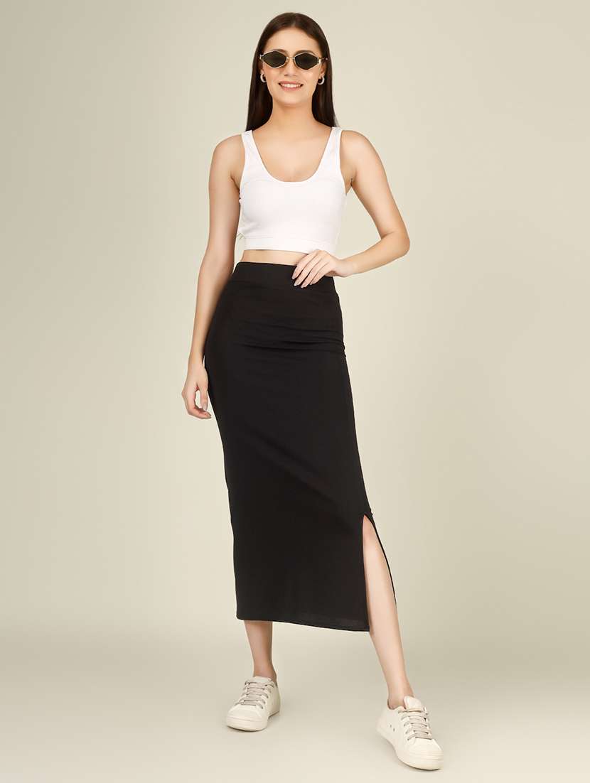 women solid high rise pencil skirt - 22101838 -  Standard Image - 3