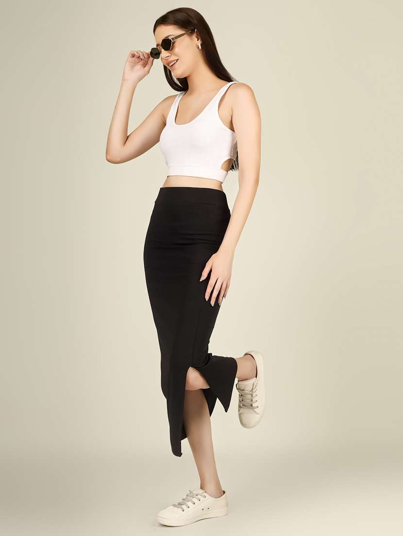 women solid high rise pencil skirt - 22101838 -  Standard Image - 5