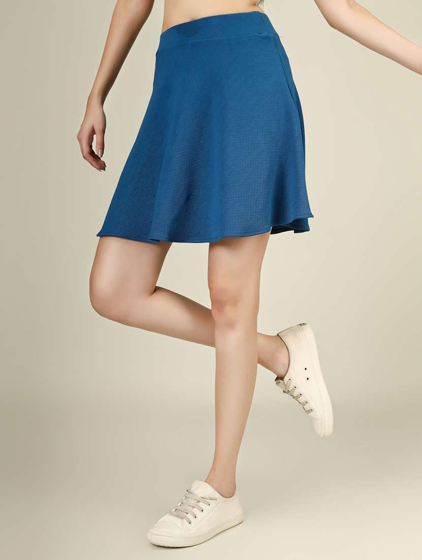 women solid high rise flared skirt - 22101840 - Standard Image - 3