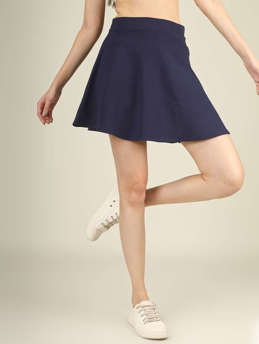 women solid high rise flared skirt - 22101842 - Standard Image - 3
