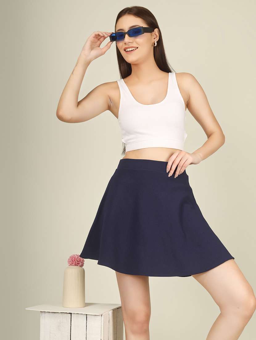women solid high rise flared skirt - 22101842 - Standard Image - 5