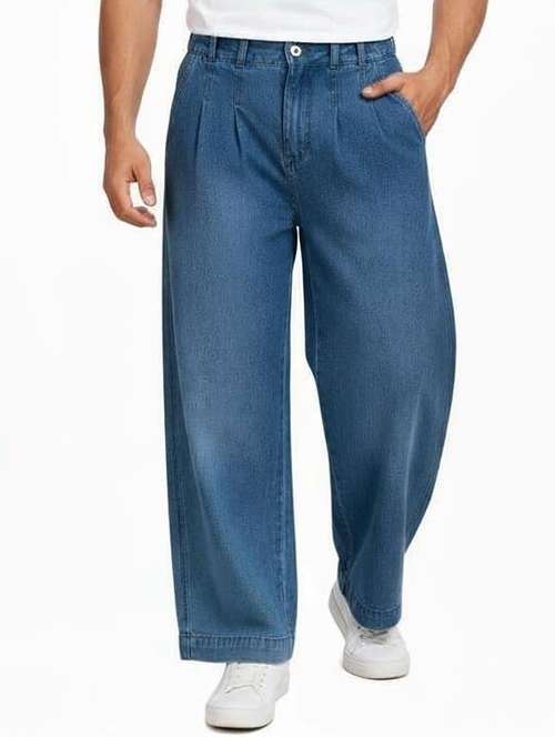 men solid mid rise baggy jean - 22101858 - Standard Image - 0