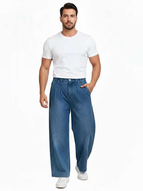 men solid mid rise baggy jean - 22101858 - Standard Image - 3