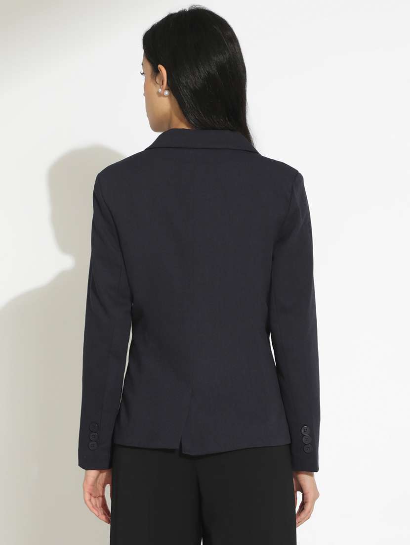 women solid long sleeve double breasted blazer - 22101911 - Standard Image - 3