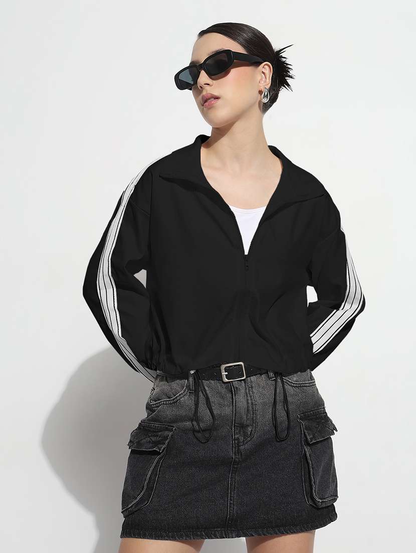 black nylon regular jacket - 22101912 -  Zoom Image - 0