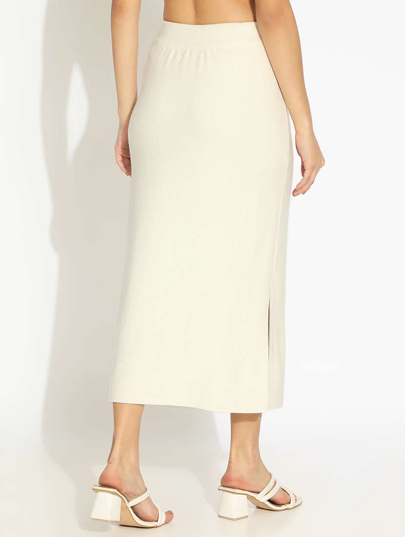 women solid high rise straight skirt - 22101923 -  Standard Image - 3