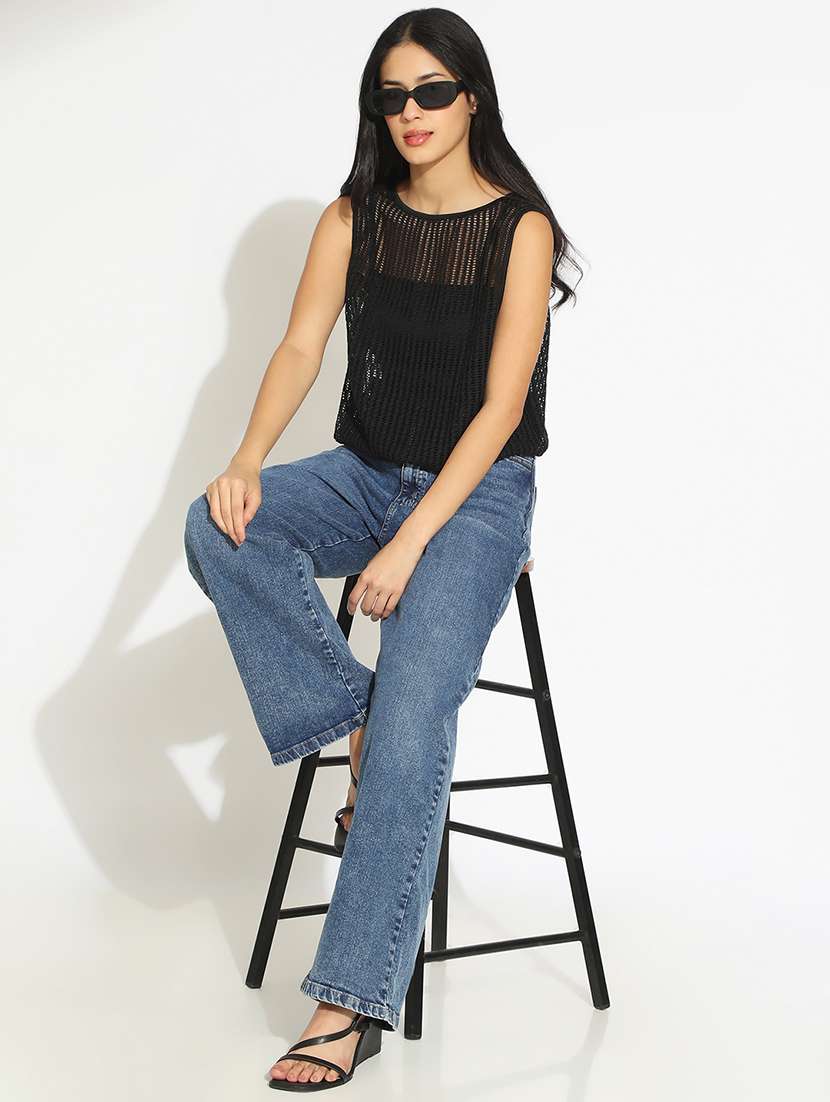 women solid sleeveless crochet top - 22101925 -  Standard Image - 5