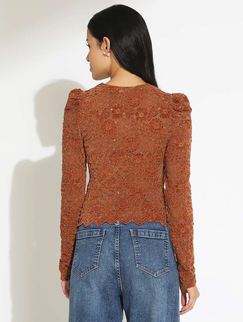 women self designed puff sleeve top - 22101929 -  Standard Image - 3