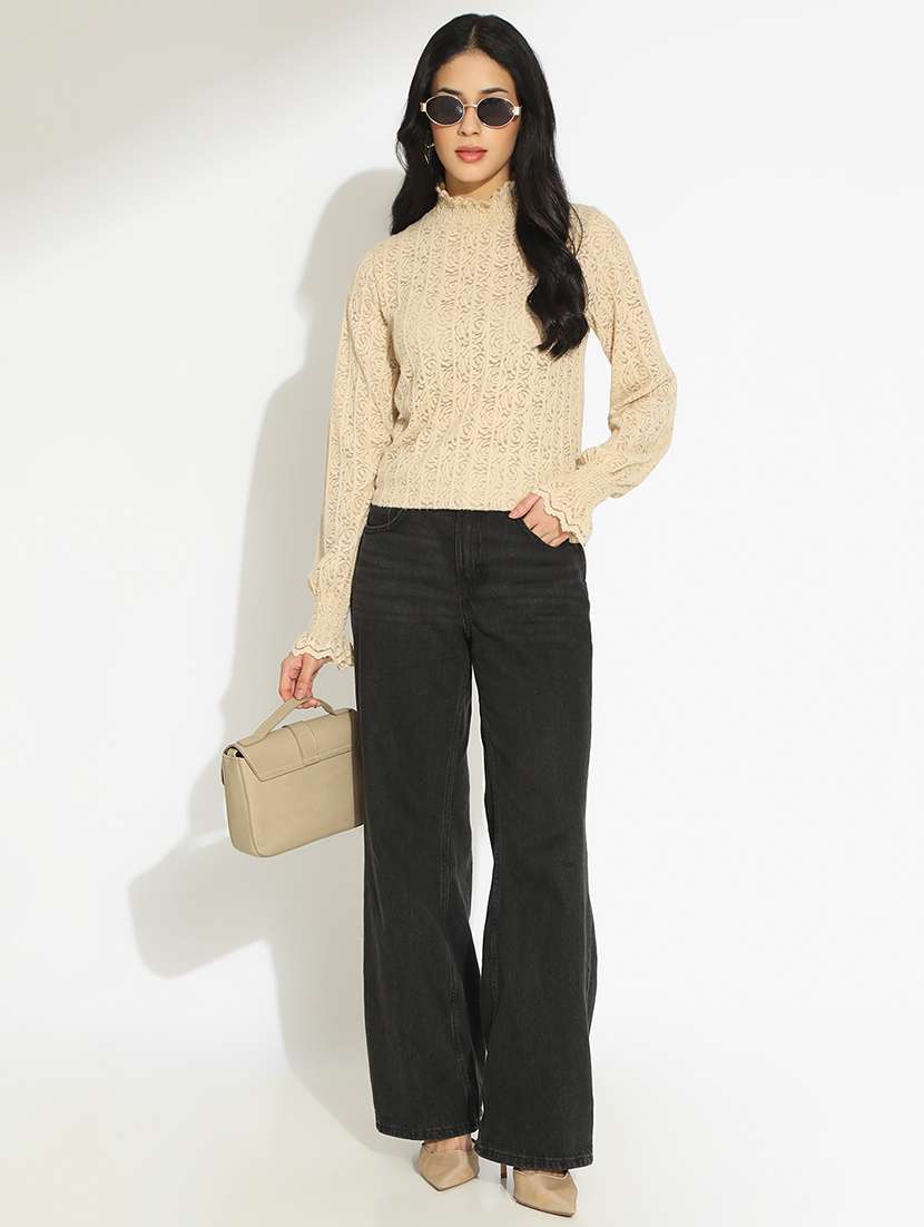 women self designed high neck long sleeve top - 22101944 -  Standard Image - 5