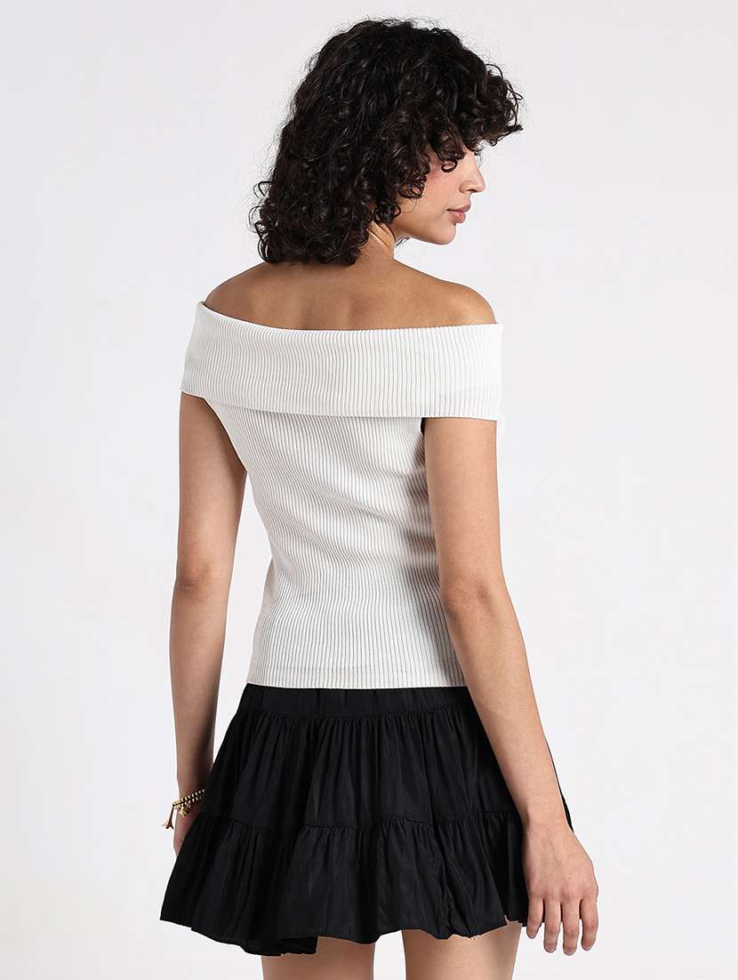 women solid off shoulder sleeveless top - 22101946 -  Standard Image - 3