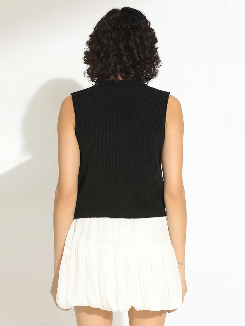 women black solid sleeveless vest top - 22101952 -  Standard Image - 3