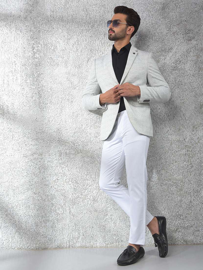 men lapel collar single breasted casual blazer - 22101956 -  Standard Image - 3