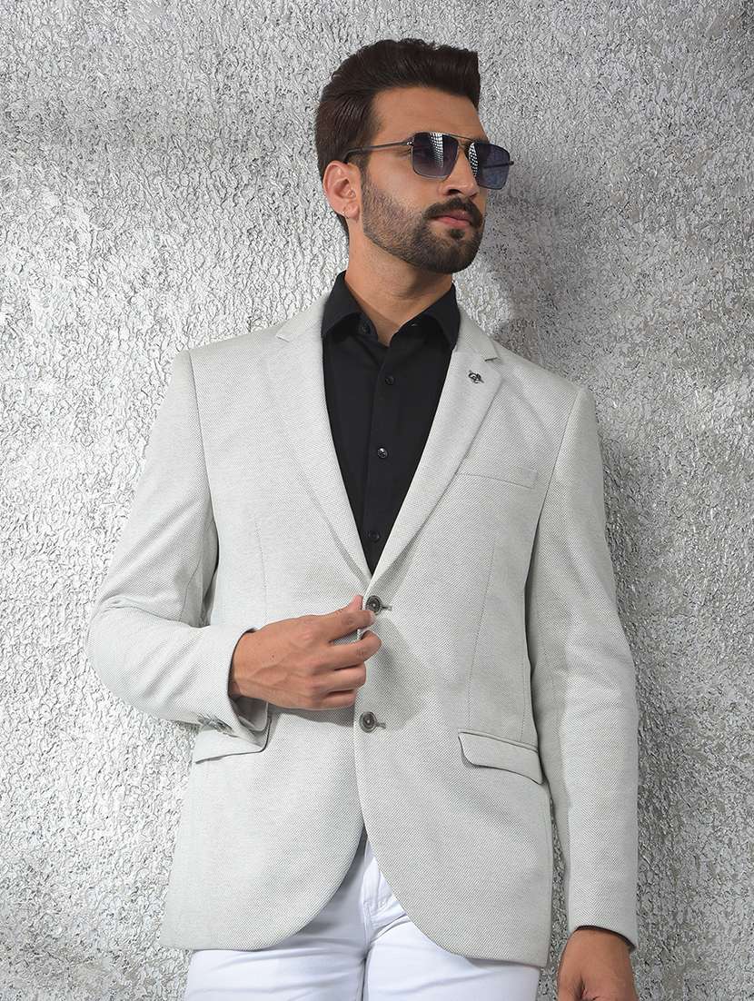 men lapel collar single breasted casual blazer