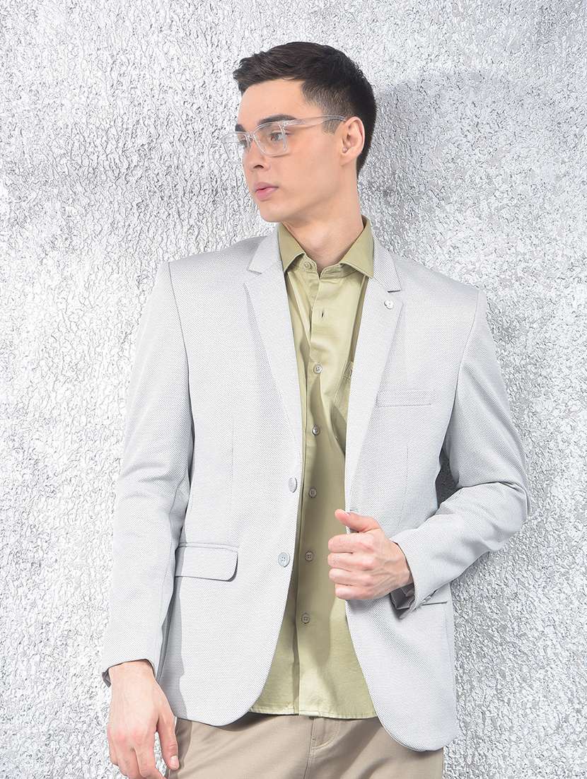 men lapel collar single breasted casual blazer