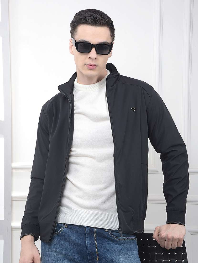 men solid long sleeve puffer jacket