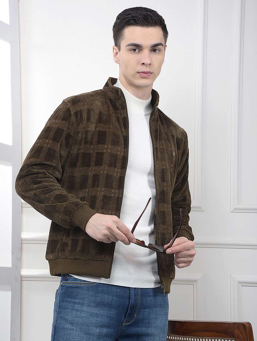 men printed long sleeve reversible puffer jacket