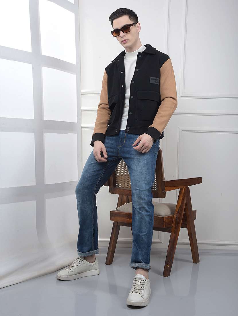 men color block long sleeve regular fit shacket - 22102006 -  Standard Image - 5