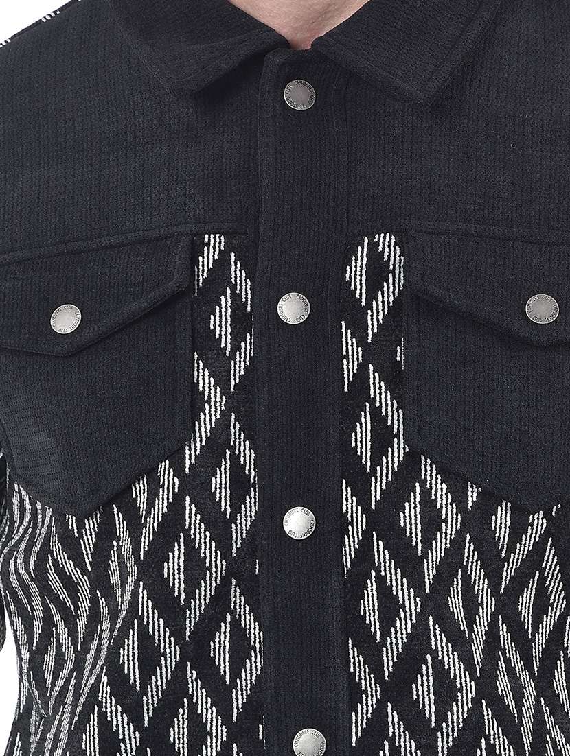 men self design long sleeve regular fit shacket - 22102009 -  Standard Image - 5