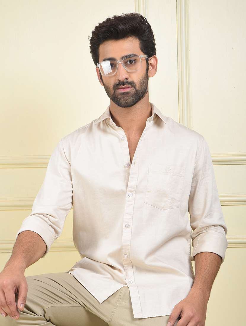 men solid long sleeve regular fit casual shirt