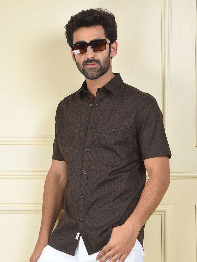 men paisley short sleeve slim fit casual shirt