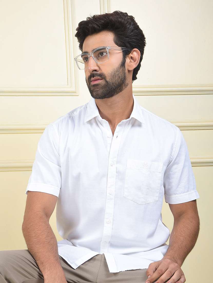 men solid short sleeve slim fit casual shirt